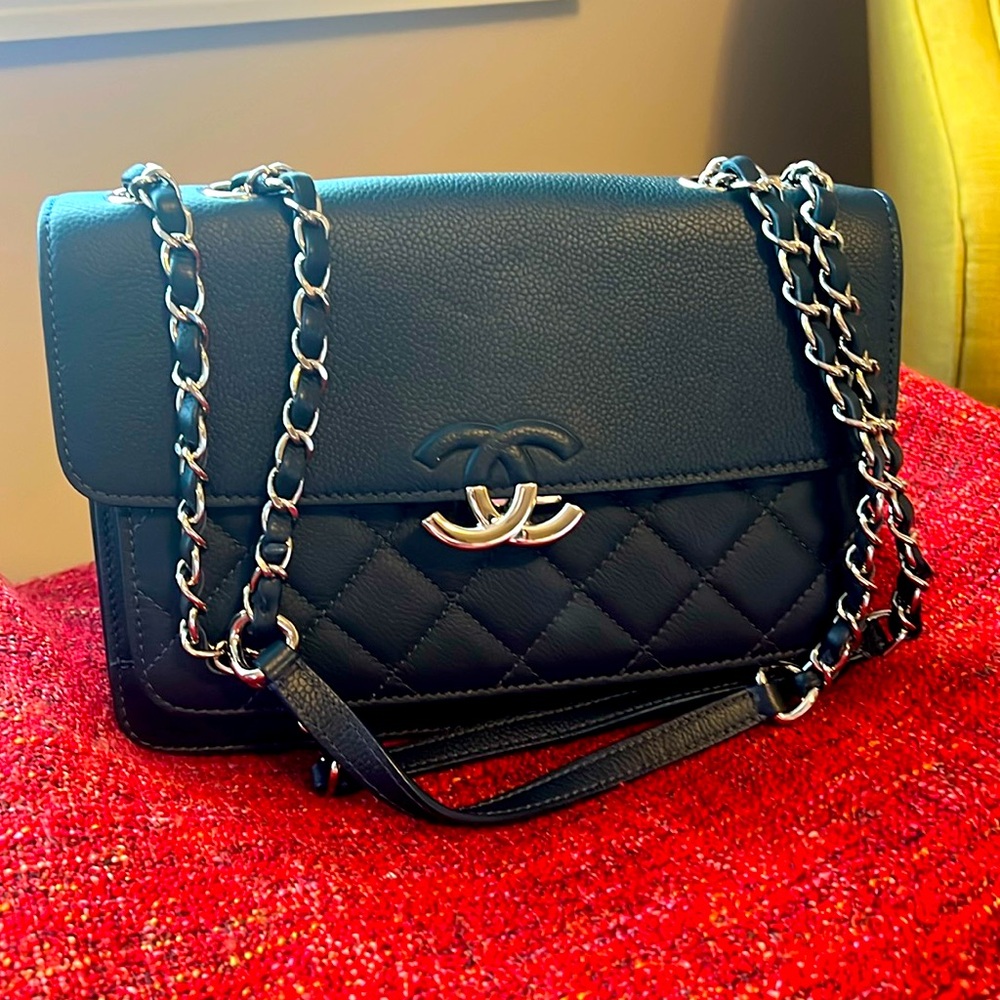 CHANEL Blue Quilted Small Flap Handbag